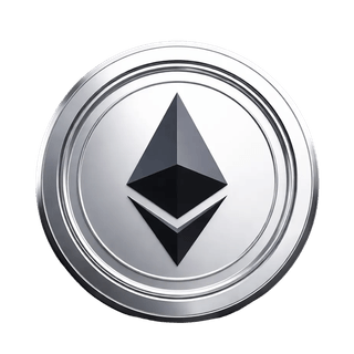 Ethereum (ETH) coin appearing as a floating graphic element